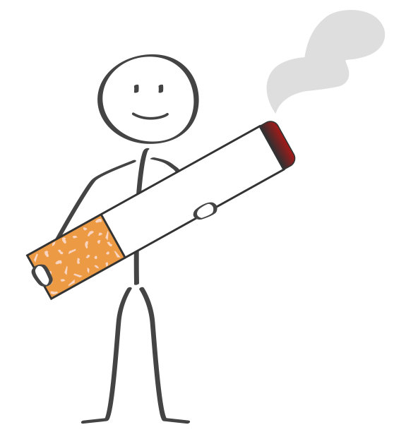 Stick figure with cigarette in hand矢量图片下载