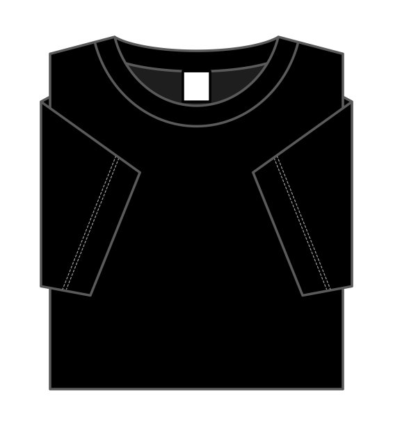 黑色t恤折叠与标签大小矢量为模板图片下载