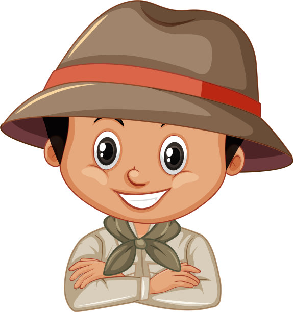 白色背景下穿着狩猎服的男孩图片下载