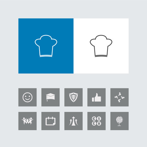 创意厨师线图标与奖金图标。图片下载