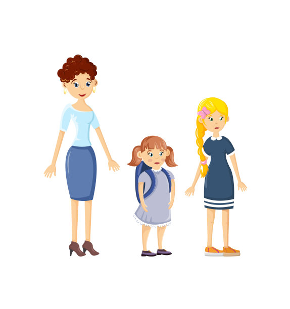 幸福一家人一起走。母亲带着孩子，女儿，女孩。图片下载