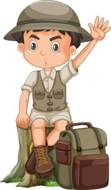 白色背景下穿着狩猎服的男孩图片下载