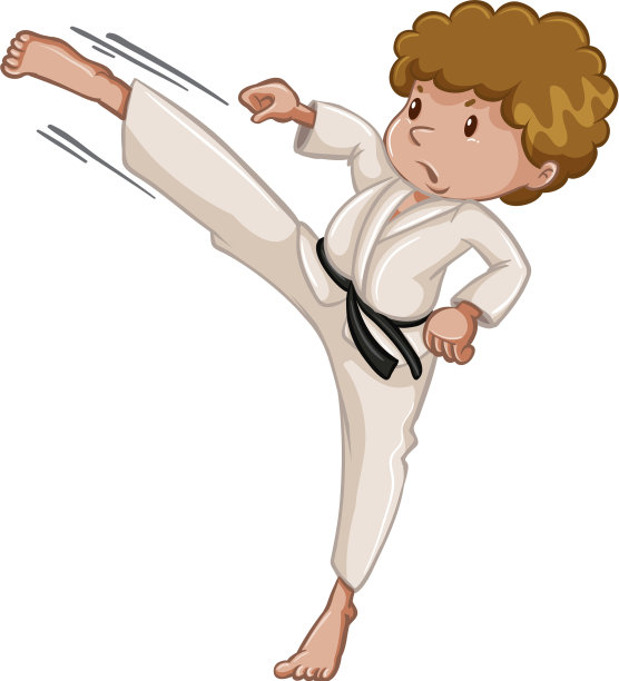 运动员做空手道踢在白色的背景图片下载