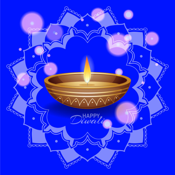 以曼荼罗图案为背景的快乐排灯节图片下载