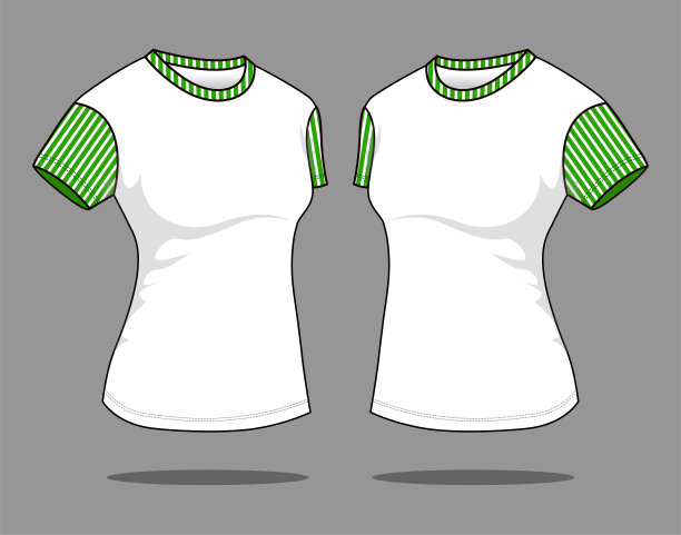 女士t恤设计与白色/绿色向量。图片下载