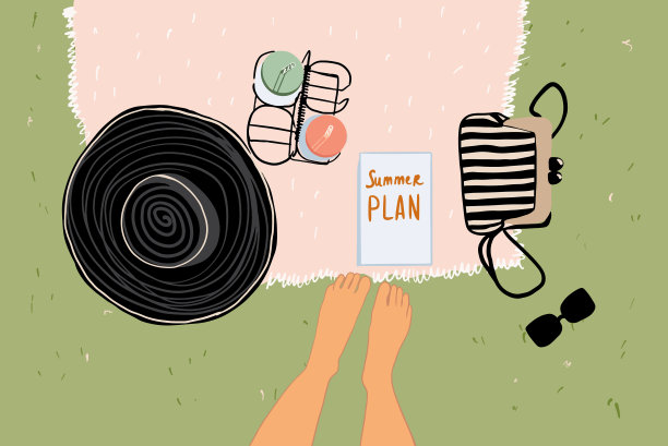 女性脚上的毯子与配件为暑假素材图片