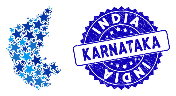 蓝星卡纳塔克邦地图马赛克和纹理图片下载