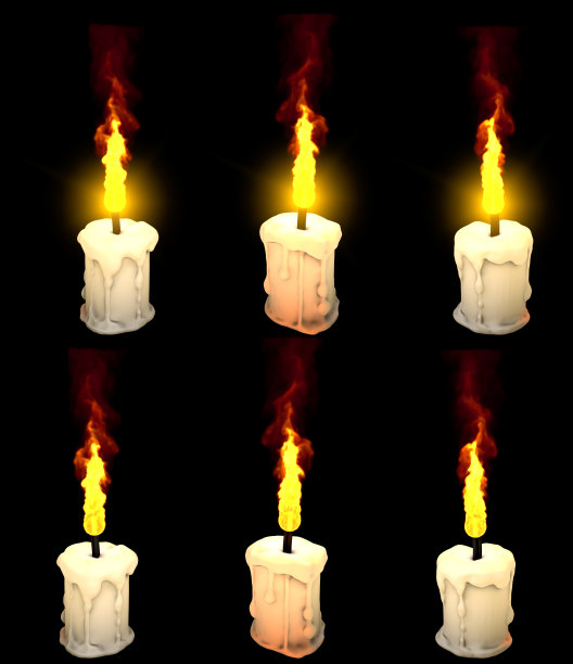 可爱的白色燃烧蜂蜡蜡烛有和没有突出孤立渲染，和平的概念-物体的3D插图图片下载