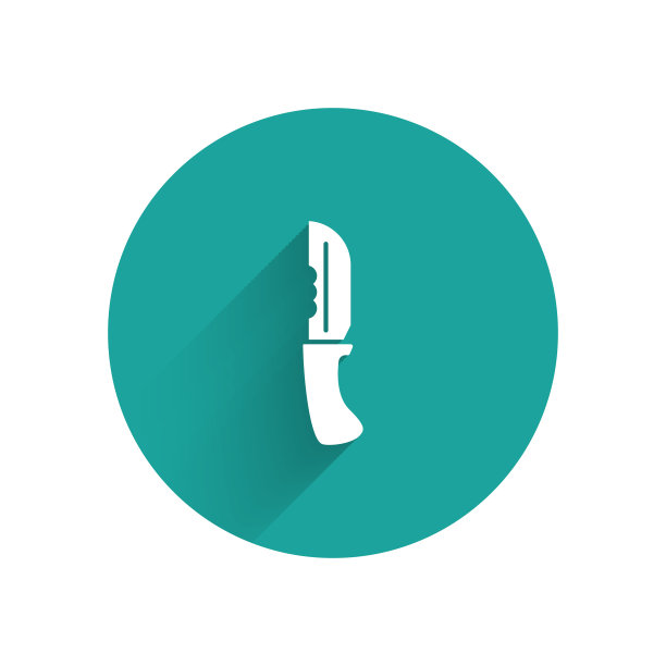 白色军用刀的图标与长隔离图片下载