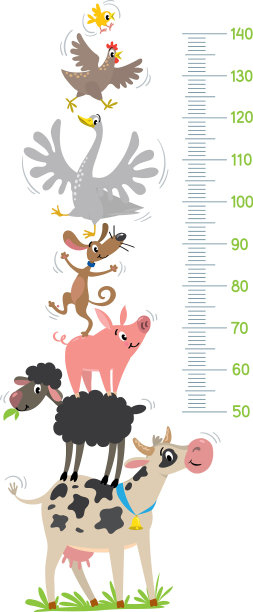 滑稽的农场动物米墙或高度图表图片下载