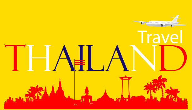 飞机-旅游泰国文本-地标泰国重要的地方-背景创意现代。图片下载