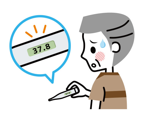 老人有发烧的说明。图片下载