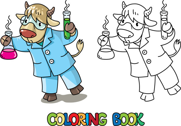 牛化学家ABC着色书字母表c图片下载