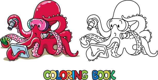 章鱼海洋学家ABC着色书字母表o图片下载