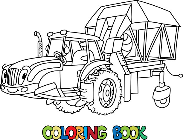 棉花收割机或联合着色书图片下载