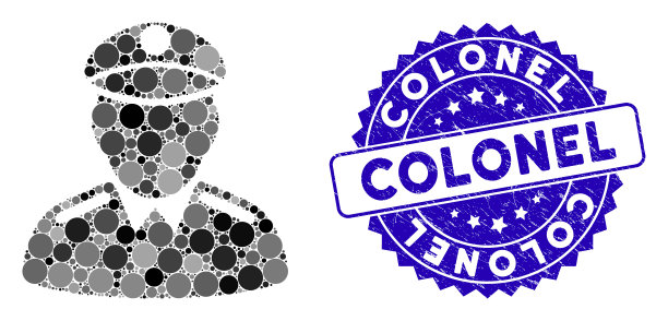 马赛克上校图标与遇险上校印章图片下载