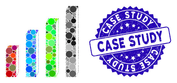 马赛克3d条形图图标与grunge案例研究图片下载