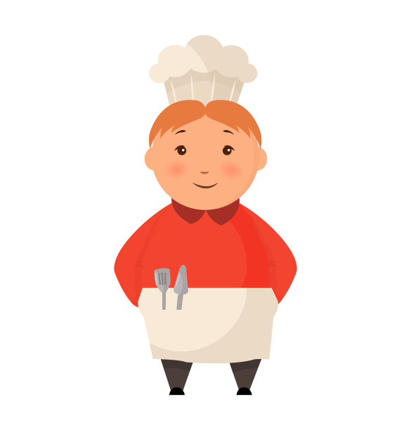 孩子在一个厨师帽站平标志设计图片下载