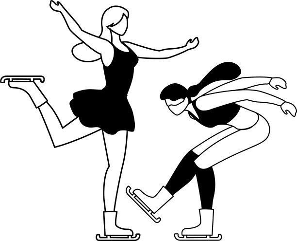 女子在白色的雪地上练习滑冰图片下载