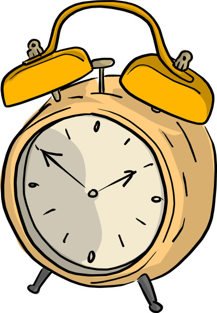 黄色复古闹钟示意图图片下载