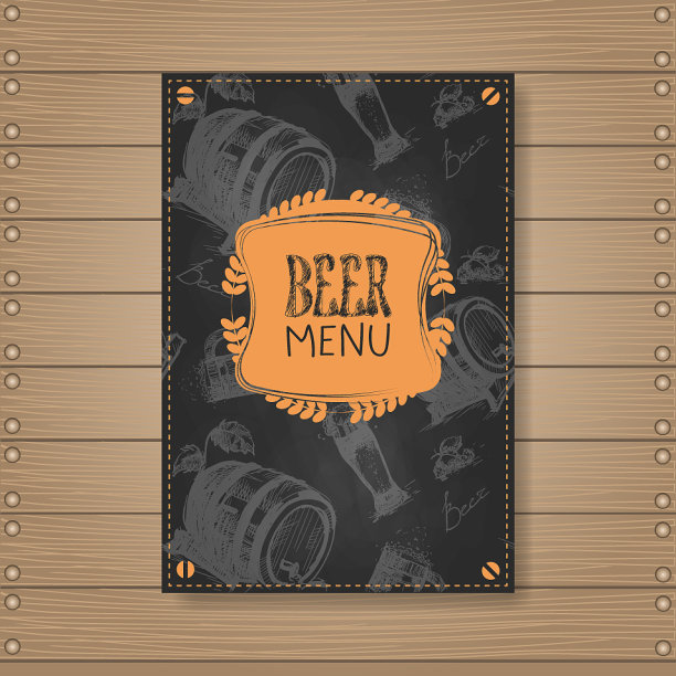 啤酒菜单设计的餐厅，咖啡馆，酒吧粉笔图片下载