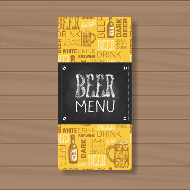 啤酒菜单设计的餐厅，咖啡馆，酒吧粉笔图片下载