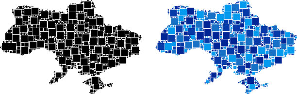 用蓝色变种的克里米亚点缀乌克兰地图图片下载