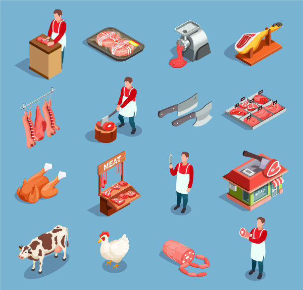 肉类市场图标集图片下载