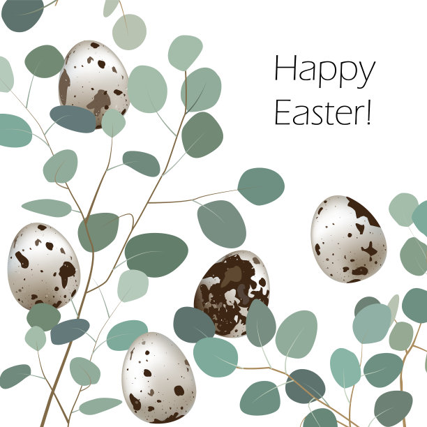 复活节快乐或春天鹌鹑蛋贺卡图片下载