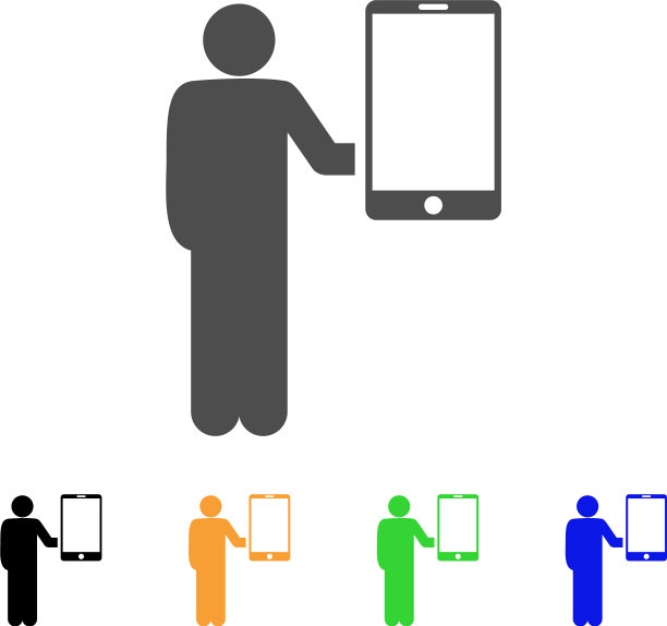 男子手持智能手机图标图片下载