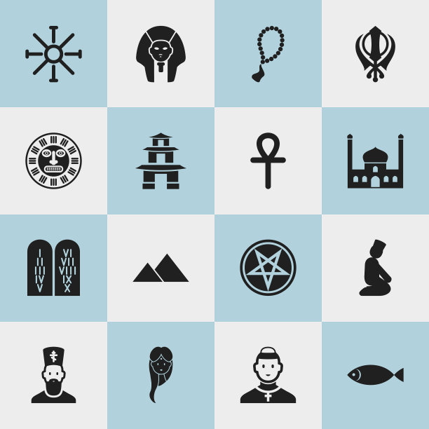 一组16可编辑的信仰图标包括符号图片下载