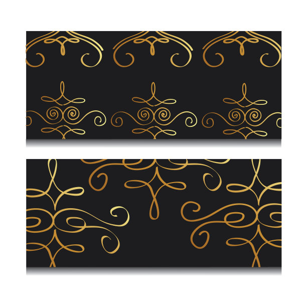 华丽的金色装饰豪华暗色横幅图片下载