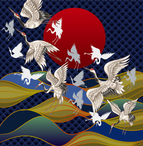 背景是日本鹤图片下载