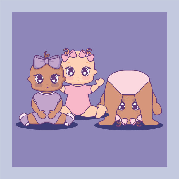 带小女孩的婴儿派对卡片图片下载