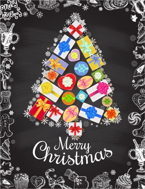 圣诞和新年贺卡模板图片下载