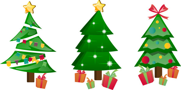 不同的圣诞树设置隔离图片下载
