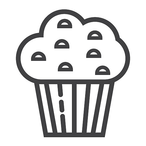 玛芬线性图标：食品饮料甜点标志图片下载