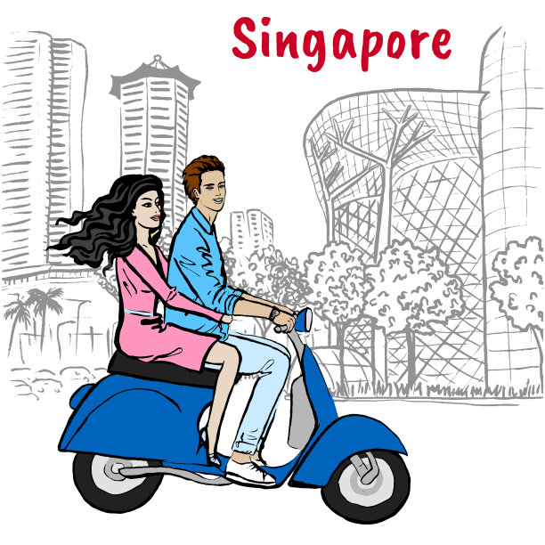 新加坡乌节路上的一对夫妇图片下载
