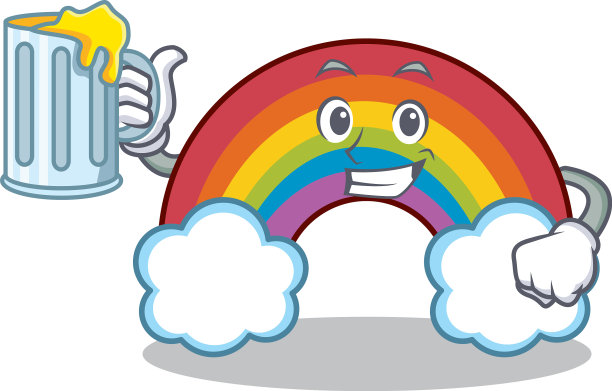 用果汁彩色彩虹人物卡通图片下载