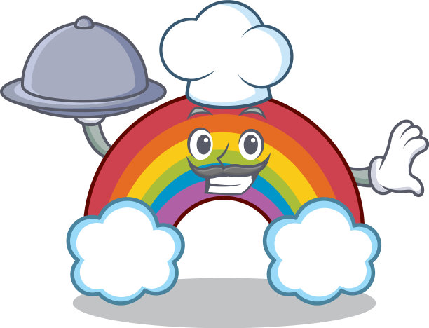 厨师用食物七彩彩虹人物卡通图片下载