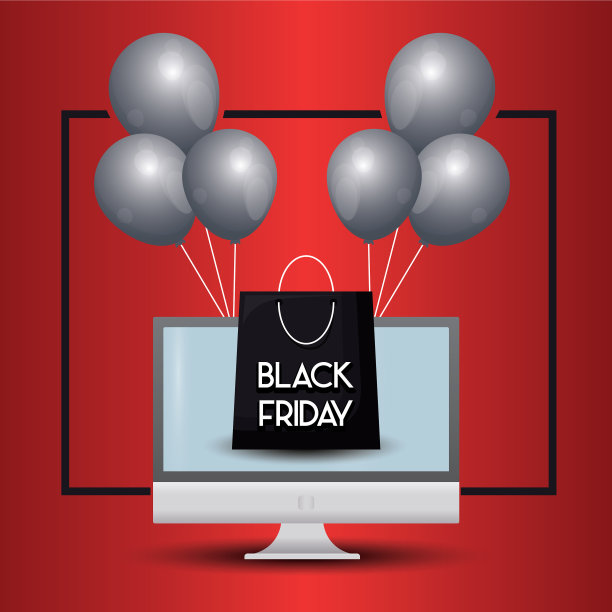 黑色星期五标签与显示器电脑图片下载