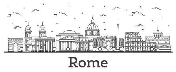 勾勒出意大利罗马城市的历史轮廓图片下载