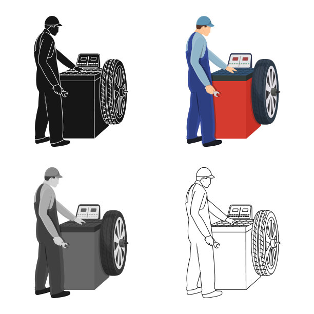 车轮平衡单图标卡通大纲图片下载