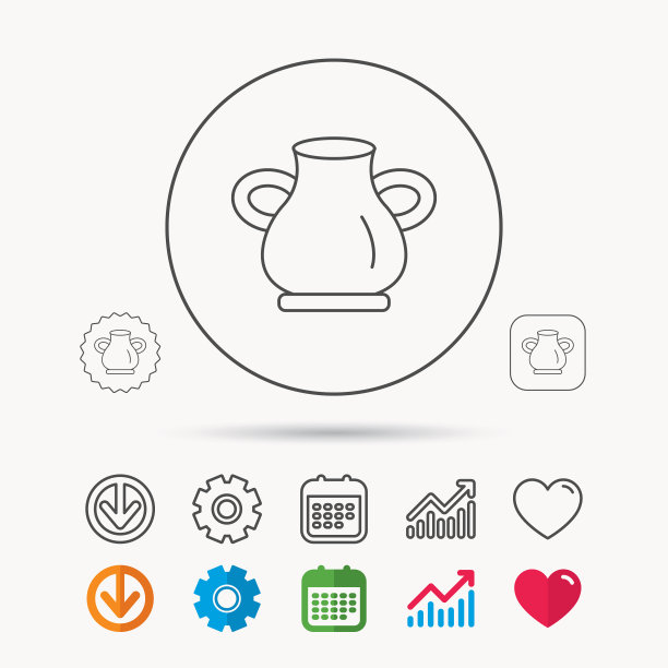 花瓶图标装饰古董双耳罐标志图片下载