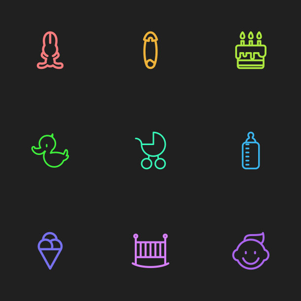 一组9可编辑的亲戚图标包括图片下载