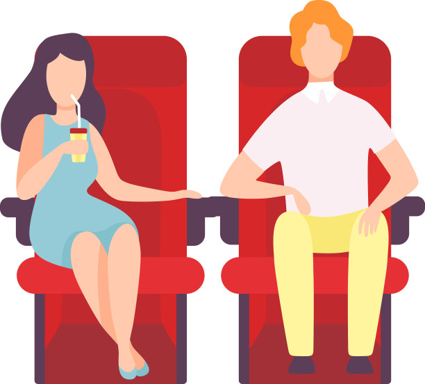 一对夫妇坐在电影院看电影图片下载