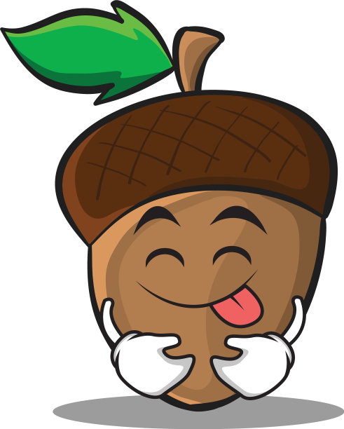 舌头伸出橡子卡通人物风格图片下载