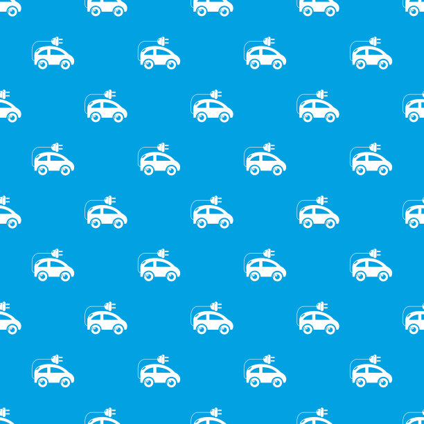 现代电动汽车图案无缝蓝色图片下载