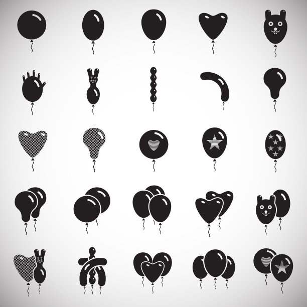 气球图标设置在白色背景图形图片下载