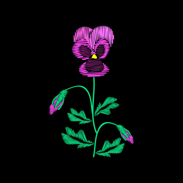 牛仔刺绣光滑的丁香花三色堇图片下载